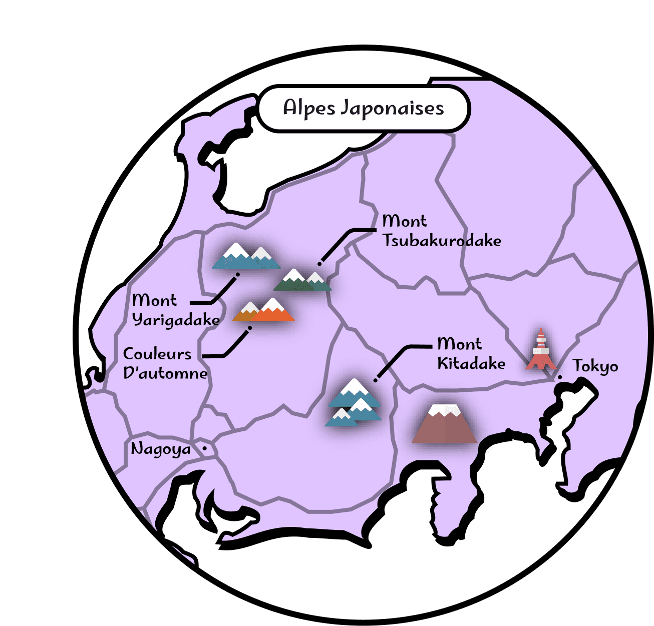 carte des alpes japonaises